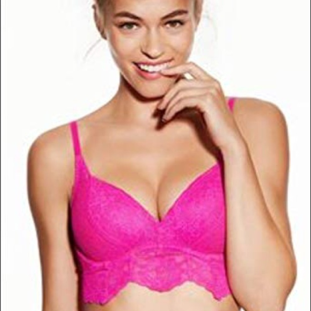 VS PINK Fiery Orange Bralette w/ Matching Thong